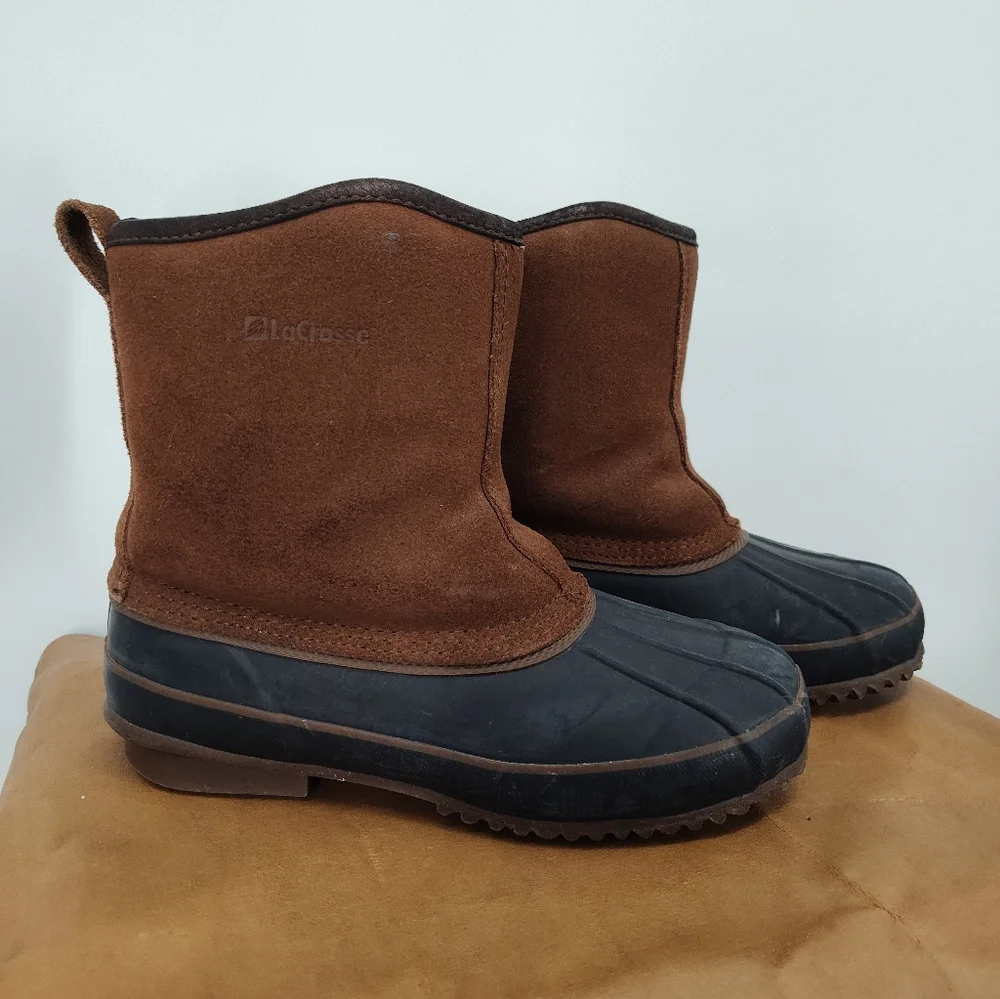 LaCrosse Brown and Black Winter Pull On Duck Boots Women's Size 8